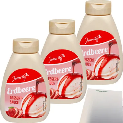 Produktbild von Jeden Tag Dessertsauce Erdbeere 3er Pack (3x250g Tube) + usy Block