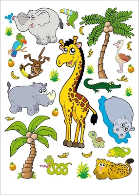 Produktbild von AG Design Wandstickers Tiere aus dem Dschungel, 65 x 85 cm