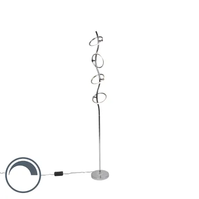Productafbeelding van Trio Leuchten - Design vloerlamp | Vloerlamp | Staande lamp | Lamp | Chroom, inclusief LED en dimmer - Olympia dimmer | Dimbaar | Woonkamer | Slaapkamer - Metaal, overig | (Niet vervangbare) LED