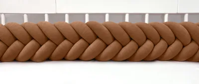 Produktbild von Bettschlange 400 cm Dunkelbraun – geflochtene Bettumrandung fürs Babybett, Velours, Modell MAXIBRAID | Letino