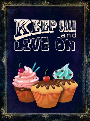 Produktbild von vianmo Holzschild 40x30 cm Cupcake Keep Calm and live on