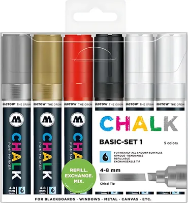 Produktbild von Molotow Kreidemarker 4-8mm Etui Basic-Set 1 6 Stück