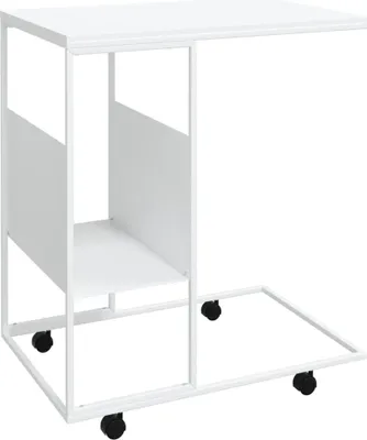 Produktbild von vidaXL Beistelltisch mit Rollen Weiß 55x36x63,5 cm Holzwerkstoff