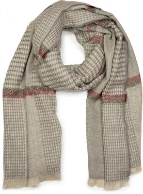 Produktbild von styleBREAKER breiter XXL Schal mit Fischgrät Karo Muster, Zierstreifen und Fransen, Strickschal, Uni 01017027