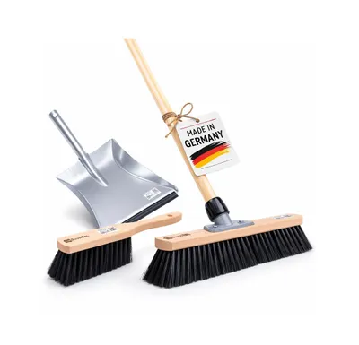 Produktbild von XXL Zimmerbesen-Set 40cm Breit Kehrgarnitur Saalbesen Kehrset mit Stiel Komplettset Handfeger Besen Kehrblech Besenset