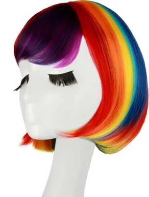 Produktbild von 30cm Karneval Perücke Bunte Cosplay Perücken, bob Fashion Kostüme Damen Haarteil Cosplay Wig für Alltag, Party Perücke, Halloween Weihnachten