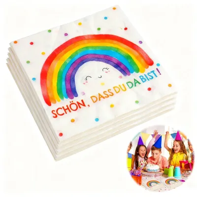 Servietten Regenbogen 40 Stück 33x33 cm für Feste