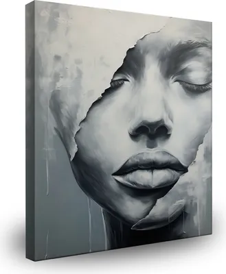 Produktbild von Muralo Leinwandbild Frau GESICHT Porträt Abstraktion Wandbild Br. 70 cm x Hö. 70 cm