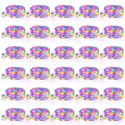 30er Set Lichterkette, 2 m, 20 LEDs, batteriebetrieben, bunt