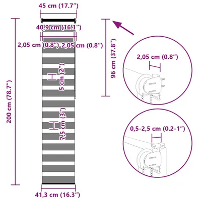 Produktbild von vidaXL Doppelrollo Weiß 45x200 cm Stoffbreite 40,9 cm Polyester