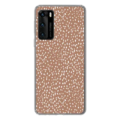 Produktbild von MuchoWow® Handyhülle Schutzhülle Hülle für Huawei P40 Polka dots - Weiß - Braun Silikon Softcase Handy Hülle - Handytasche