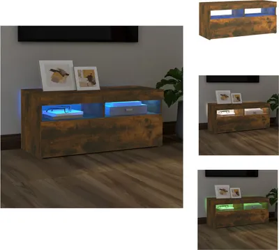 Produktbild von vidaXL TV-Schrank mit LED-Leuchten Räuchereiche 90x35x40 cm -  TV-Möbel