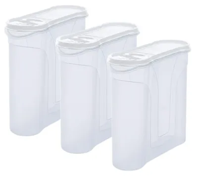 Produktbild von Novaliv Schüttdosen 3er SET Vorratsdose zum Streuen 4 Liter - Maße (LxBxH): 25,5 x 25,5 x 10 cm - Dose mit Deckel 4l für Müsli Mehl Zucker Dosen Küchen Organizer Food Box Meal-Prep-Boxen