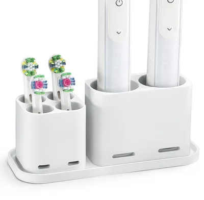 Image de Support pour brosses à dents blanc, pour 4 brosses à dents manuelles et 2 brosses à dents électriques, en plastique ABS