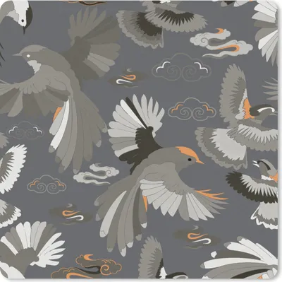 Produktbild von MuchoWow® Mauspad Mousepad Vogel - Muster - Wolken 20x20 cm - Mousepads - Maus Mat - Pad - Mausunterlage - Desk Mat - Bureauartikeln
