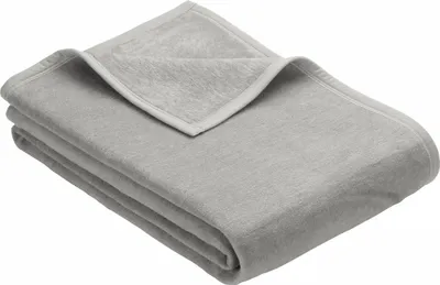 Produktbild von Ibena Tagesdecke Porto 180x220 cm - Baumwollmischdecke silbergrau einfarbig, Wolldecke, Sofadecke kuschelweich