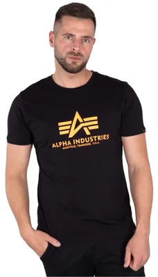 Produktbild von Alpha Industries Basic T-Shirt Neon Print T-Shirt für Herren Black/Neon Orange