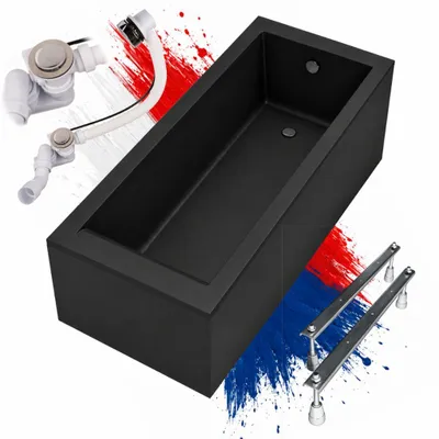 Obrázek produktu pro Vana AQUA for you KRONOS Slim 150×70 černý, s černým pouzdrem, sifonem a nožičkami sada 4 v 1, Koupelnové vany, vybavení koupelny, designová vana