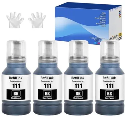 Productafbeelding van Inktfles Compatibel met 111 - Zwart - 4 Stuks