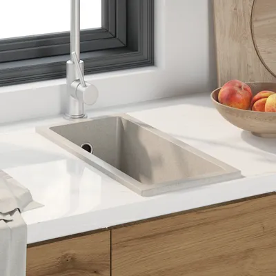 Produktbild von Küchenwaschbecken mit Überlauf Beige Granit, Spülen DesignMöbel Neu