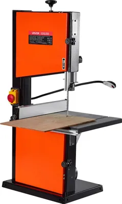 Immagine prodotto di Sega a nastro, 254 mm, sega a nastro da banco a due velocità con motore da 373 W 1/2 HP, altezza massima di taglio 160 mm, tavolo in ghisa 335 x 340 mm, con luce di lavoro a 360°, guida per tagli obliqui, guida parallela, sega a nastro per la lavorazione del legno