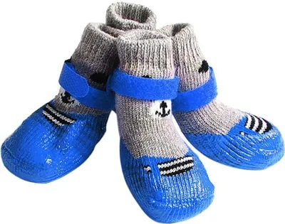 Produktbild von Rutschfeste Hundesocken, wasserdichte Hundestiefel, Haustierschuhe aus Baumwolle, Pfotenschutz für den Innenbereich (blau) L