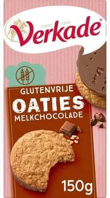 Produktbild von Verkade Glutenvrije Oaties Milchschokolade 150g – Glutenfreie Haferkekse
