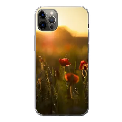 Produktbild von MuchoWow® Handyhülle Schutzhülle Hülle für iPhone 13 Pro Max Mohn - Sonnenuntergang - Gold Silikon Softcase Handy Hülle - Mobiltelefon