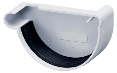 Produktbild von INEFA Dachrinnen Endstück halbrund, PVC NW150 / 150mm, links Grau Dachrinnenzubehör, einfache Steckmontage, Germany