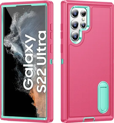 Image de Etui pour Samsung Galaxy S22 Ultra 5G Hybrid Three Layer Rugged Shockproof Protective Case with Stand Pink