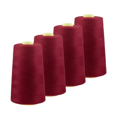 Produktbild von 4 x 4572m Qualitäts Overlock-Garn Overlock-Nähgarn Farben 541 bis 580, Farbe:A574 rubinrot