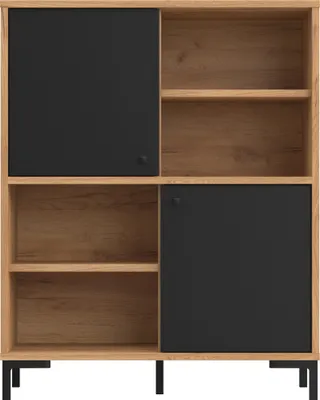 Produktbild von Kommode | Sideboard | zwei Regale und zwei Türen | Holz | Schwarz
