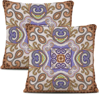 Obrázok produktu pre 2-balenie obliečok na vankúše Plyšové vlákno 45 cm X 45 cm, Dekoračný poťah na vankúš, Mandala, Bohémsky, Boho dekor, Hippie, Retro etno vankúš na gauč, spálňu, obývaciu izbu, farmu