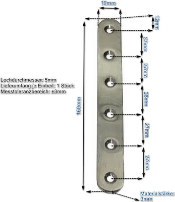 Produktbild von Edelstahl Verbinder 160x19mm Flachverbinder Lochplatte Platte Beschlag