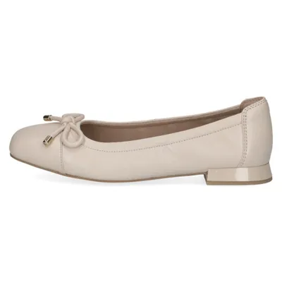 Produktbild von Caprice Damen Ballerina Leder Schleife Karreé kleiner Blockabsatz 9-22104-42, Größe:36 EU, Farbe:Beige