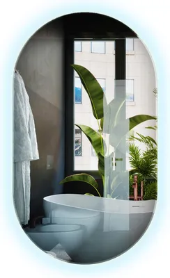 Produktbild von Ovaler Wandspiegel LED 90x52 cm Kaltweiß 6500K – Design Badspiegel modern