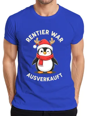 Produktbild von Rentier war t Pinguin Weihnachten lustig Geschenk Herren T-Shirt, Blau, 3XL