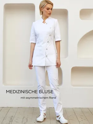 Produktbild von Kittel mit asymmetrischem Rand, Kasack / Laborkittel, Berufsbekleidung für Damen - Größe: 38, Farbe: weiß