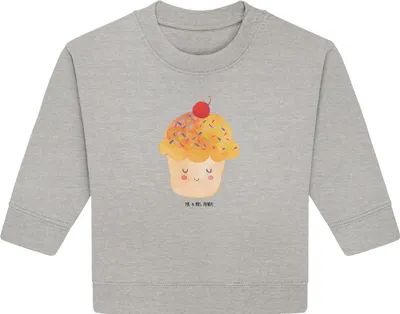 Produktbild von Mr. & Mrs. Panda Organic Baby Pullover Cupcake 12. - 18. Monat - Heather Grey - Geschenk, Lustige Sprüche, Wunder, Muffin, Cupcakes, Motivation, Küche Spruch, Bullover