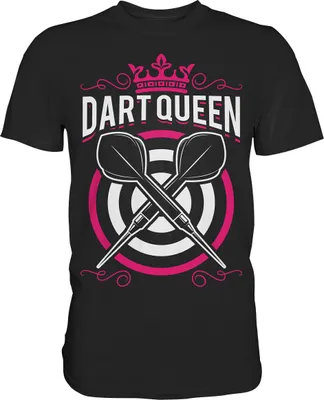 Produktbild von Dart Queen Darts Pfeil Dartscheibe Mädchen T-Shirt – Black / 4XL