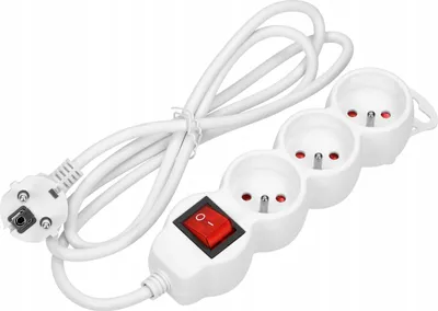 Produktbild von Virone | Steckdosenleiste 3-fach ES-5/W/3 - 3 m - Weiß - Mit Schalter - IP20 - Flachstecker