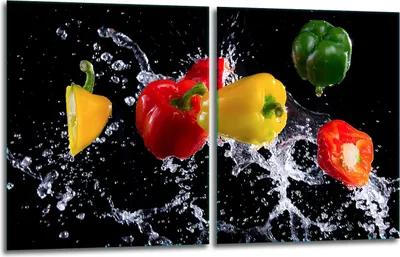 Produktbild von Herdabdeckplatten 2x40x52 Glaskeramikkochfeld 2-Teilig Glas Spritzschutz Gemüse