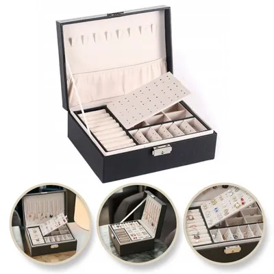 Produktbild von Szkatułka na biżuterię, etui, organizer, pudełko czarna PD155CZ