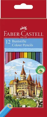 Zdjęcie produktu dla Kredki Faber-Castell 111212 CASTLE, 12 różnych kolorów w kartonowym pudełku