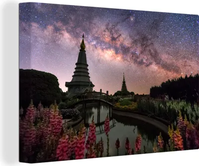 Obrázok produktu pre OneMillionCanvasses® - Obraz na plátne - 140x90 cm, Chrám pod hviezdnou oblohou Nepálu, nástenná umelecká dekorácia - fotografia na plátne - maľba na drevenom ráme