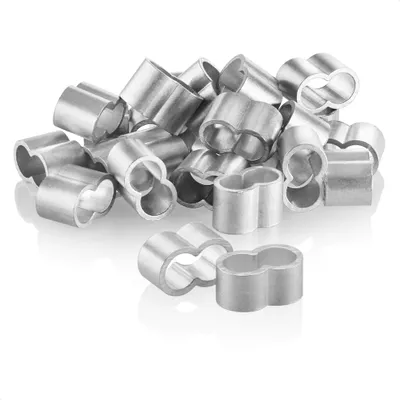 Produktbild von com-four® 24x Seilklemme 8mm - Würgeklemmen aus Aluminium - Quetschhülsen für Expanderseile - Doppelhülsen für Spanngummis - Pressklemmen für Planen