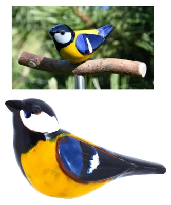 Produktbild von Handgemachte Gartenstecker aus Keramik - Vogel Gartenfigur - Frostbeständig