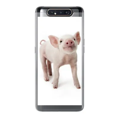 Produktbild von MuchoWow® Handyhülle Schutzhülle Hülle für Samsung Galaxy A80 Schwein - Tiere - Weiß Silikon Softcase Handy Hülle - Schutzdeckel