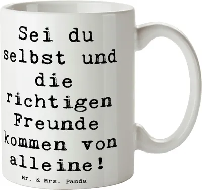 Produktbild von Mr. & Mrs. Panda Kaffeebecher Spruch Neue Freunde finden - Weiß - Geschenk, Zuversicht, Keramiktasse, Vertrauem, Trost, Teetasse, Tasse, gemeinsame Momente, Becher, Pott