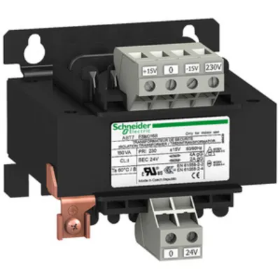 Immagine prodotto di Trasformatore di sicurezza/isolamento Schneider Electric, Modicon ABT7, ingresso 230V CA, uscita 24V CA, 160VA ABT7ESM016B